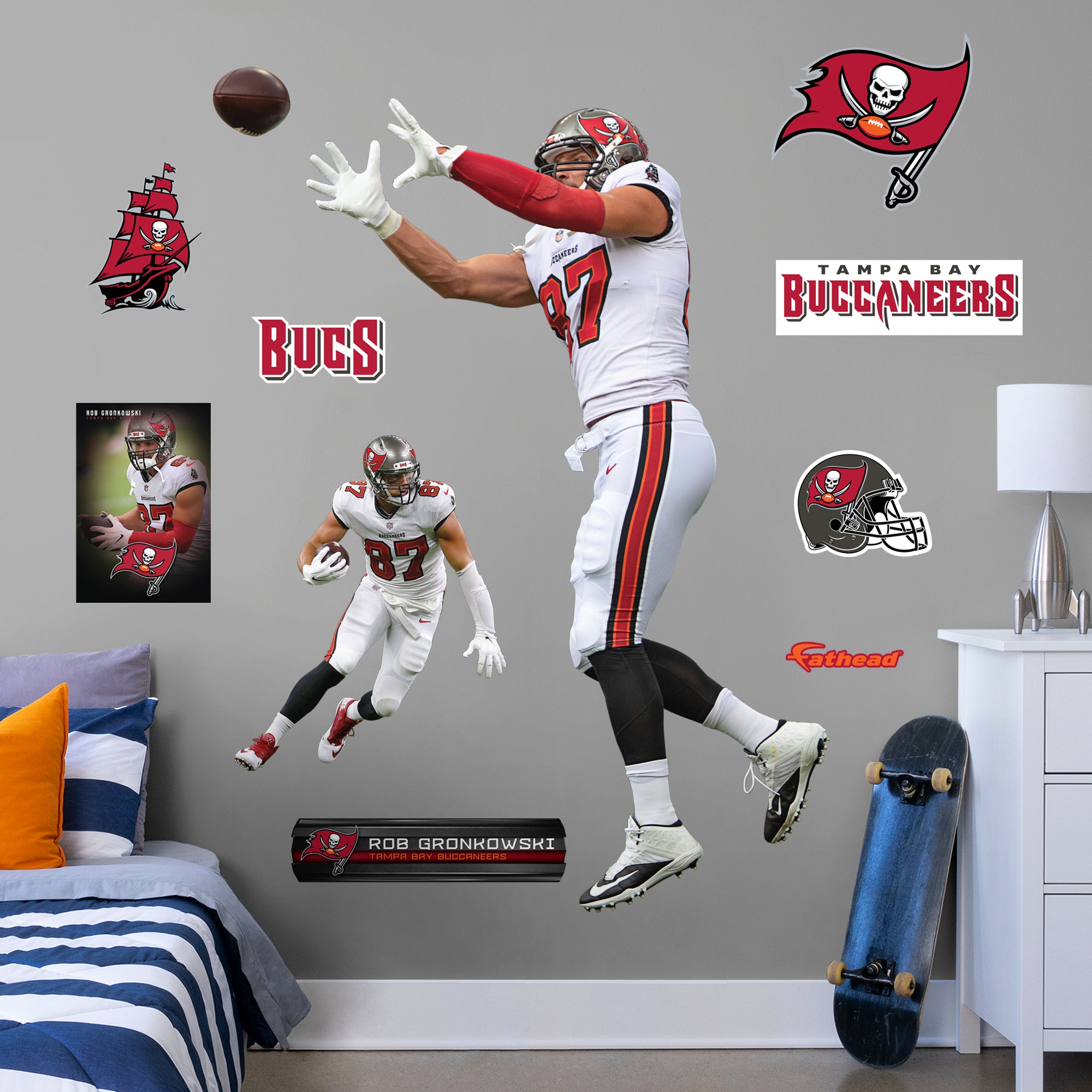 Tom Brady Super Bowl LV for Tampa Bay Buccaneers - NFL Removable Wall Decal Life-Size Athlete + 2 Wall Decals 49W x 78H