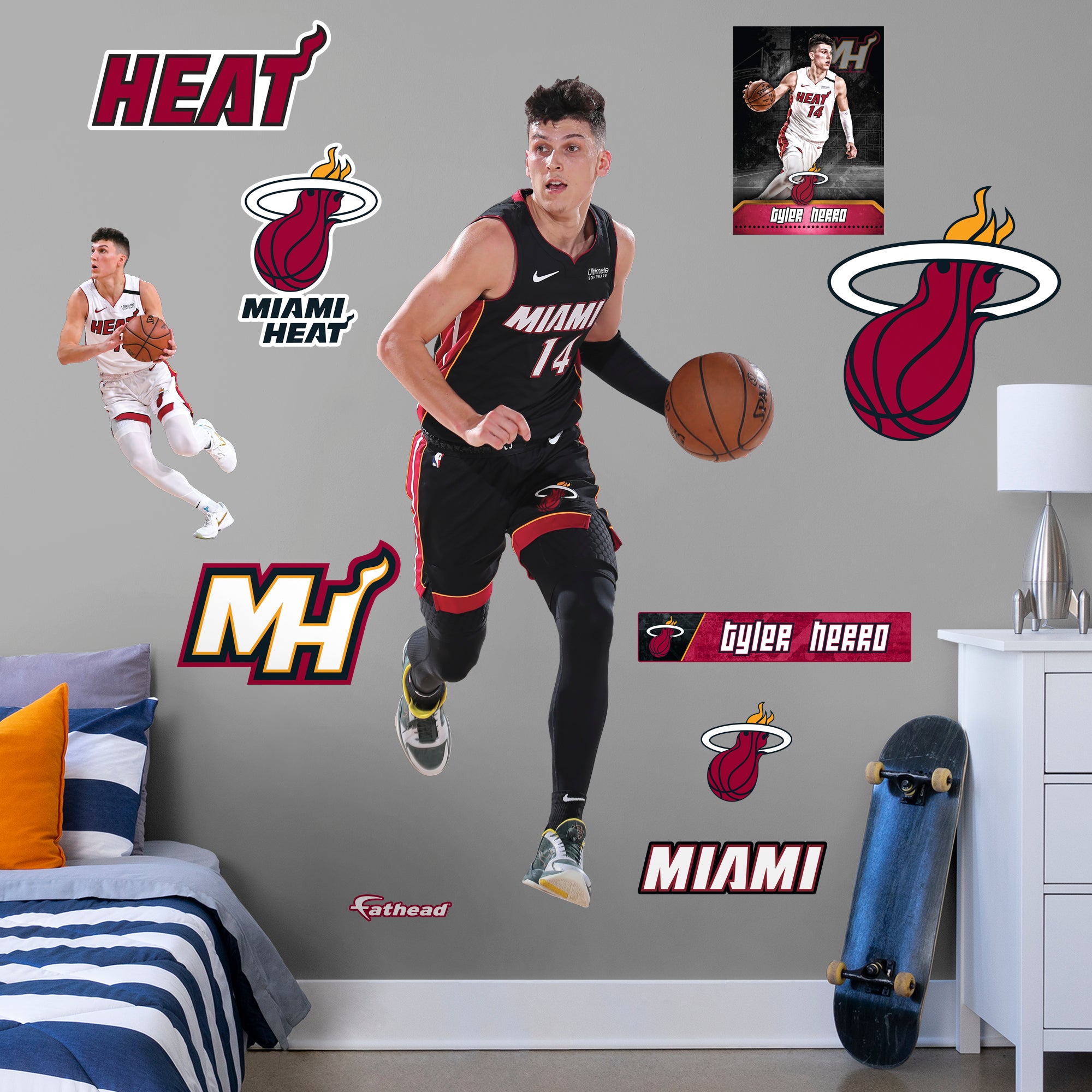 Tyler Herro Autographed Miami Heat (Black #14) Deluxe Framed NBA