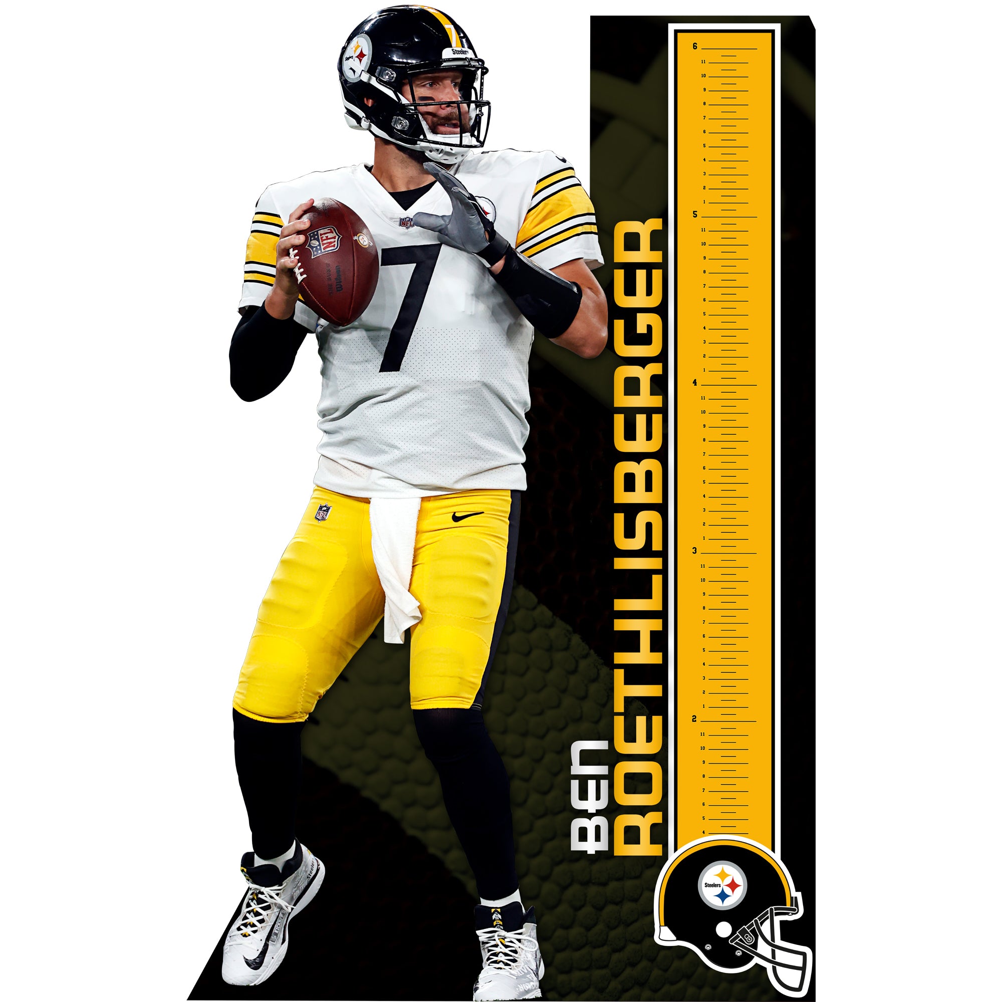 Ben Roethlisberger 2020 Growth Chart - NFL Removable Wall Decal Growth Chart 45W x 71H