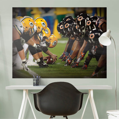Chicago Bears vs Green Bay Packers Line Of Scrimmage Mural        - Officially Licensed NFL Removable Wall   Adhesive Decal