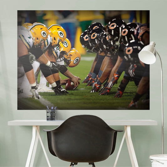 Chicago Bears vs Green Bay Packers Line Of Scrimmage Mural        - Officially Licensed NFL Removable Wall   Adhesive Decal