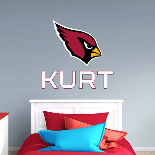 Arizona Cardinals:  Stacked Personalized Name        - Officially Licensed NFL Removable Wall   Adhesive Decal