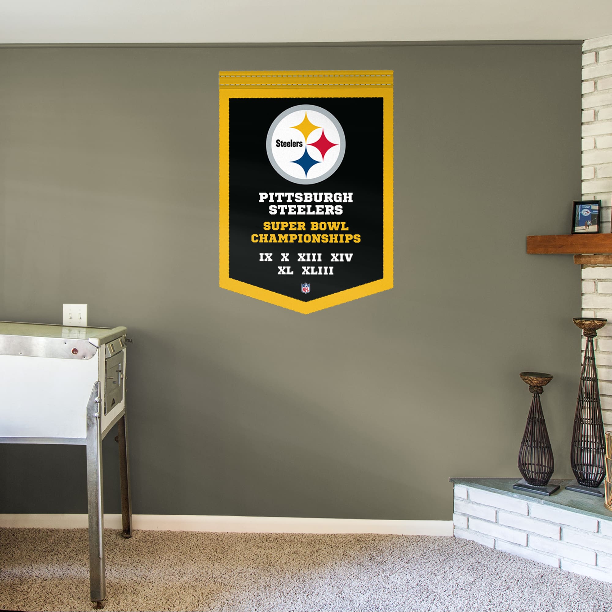 Pittsburgh Steelers Past Super Bowls Felt Banner