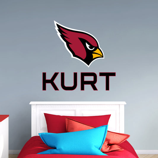 Arizona Cardinals:  Stacked Personalized Name        - Officially Licensed NFL Removable Wall   Adhesive Decal