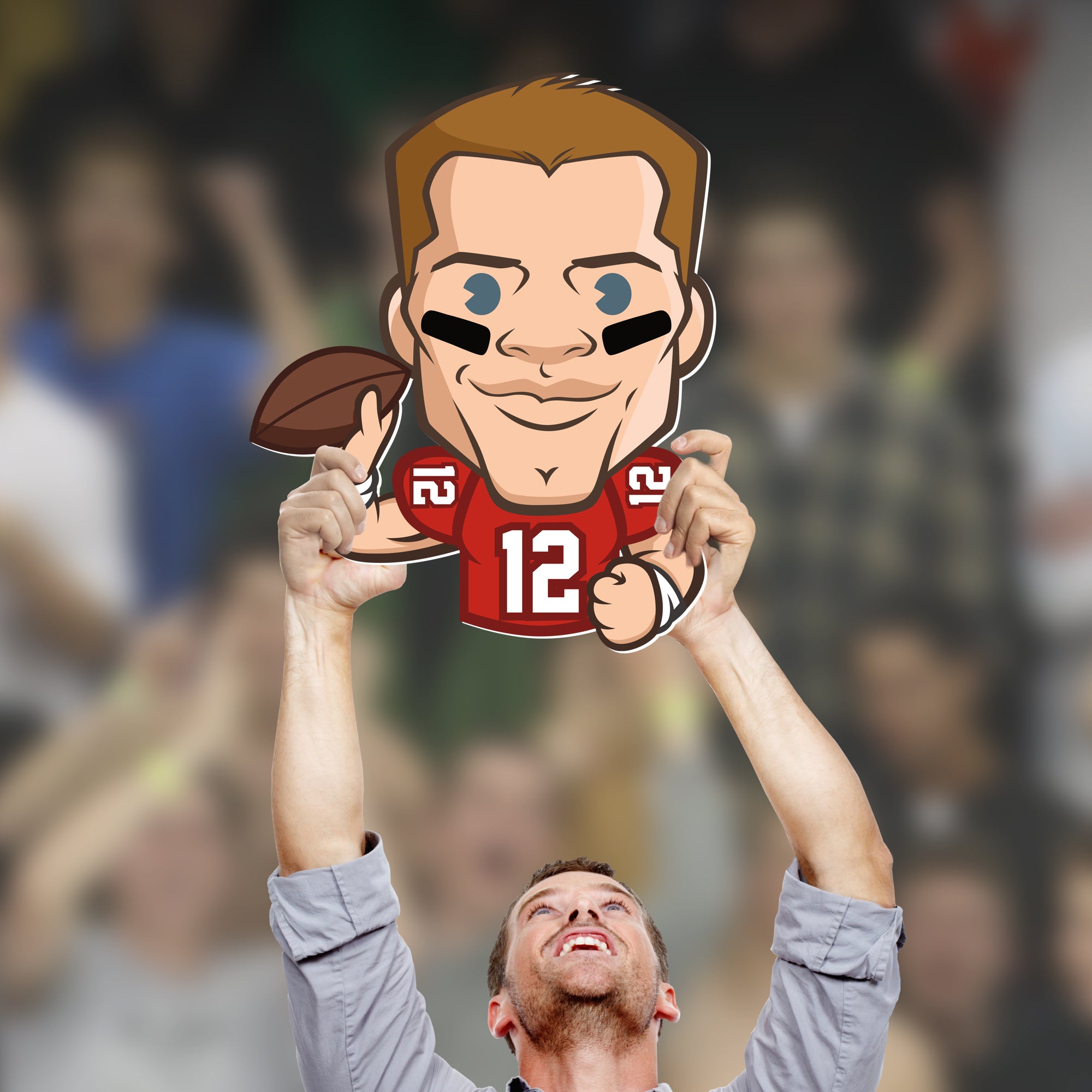 Fathead Tampa Bay Buccaneers: Tom Brady 2020-21 Emoji Cutout - NFL Big Head Face Cutouts 22'W x 28'H