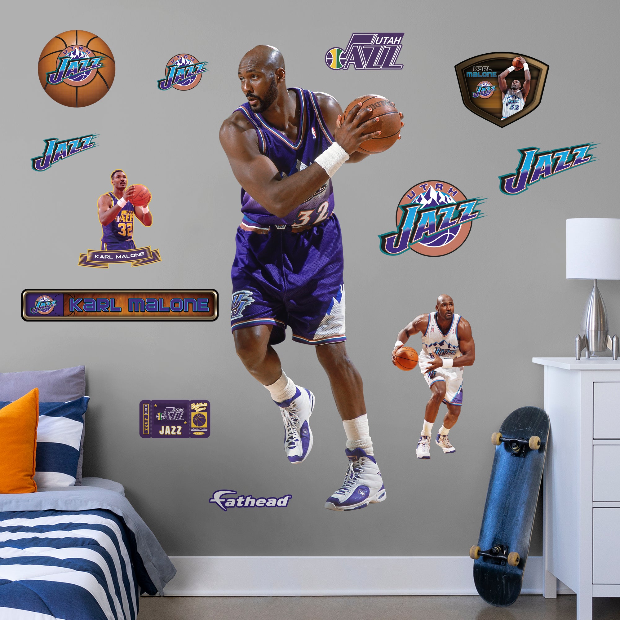Karl Malone Art Utah Jazz NBA Wall Art Home Decor Hand Made Poster Canvas  Print 