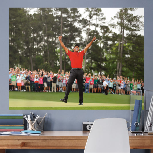 Tiger Woods Celebration Mural        - Officially Licensed Tiger Woods Removable Wall   Adhesive Decal