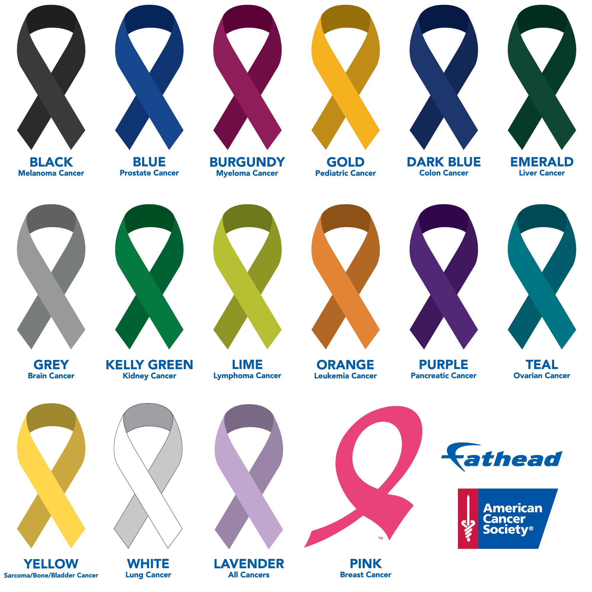 Colors Of Cancer Ribbons American Cancer Society Removable Wall Decal Fathead