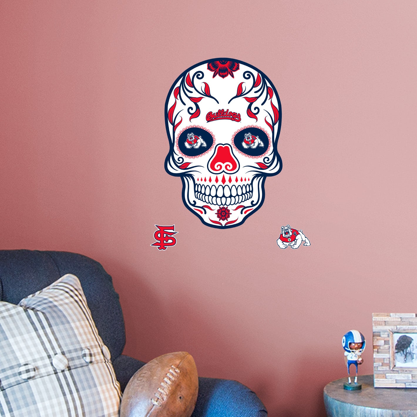 Fresno State Bulldogs:   Skull        - Officially Licensed NCAA Removable     Adhesive Decal