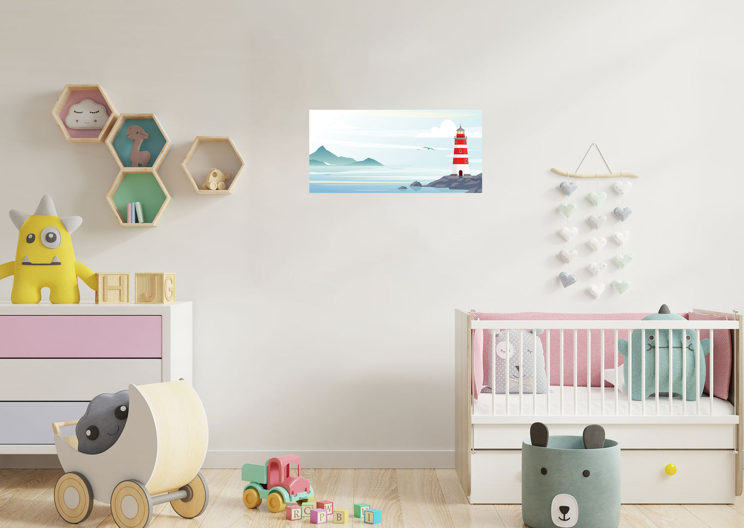 Nursery:  Lighthouse Mural        -   Removable Wall   Adhesive Decal