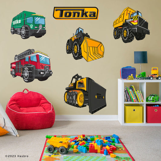 Tonka Trucks: Angled Trucks Collection - Officially Licensed Hasbro Removable Adhesive Decal