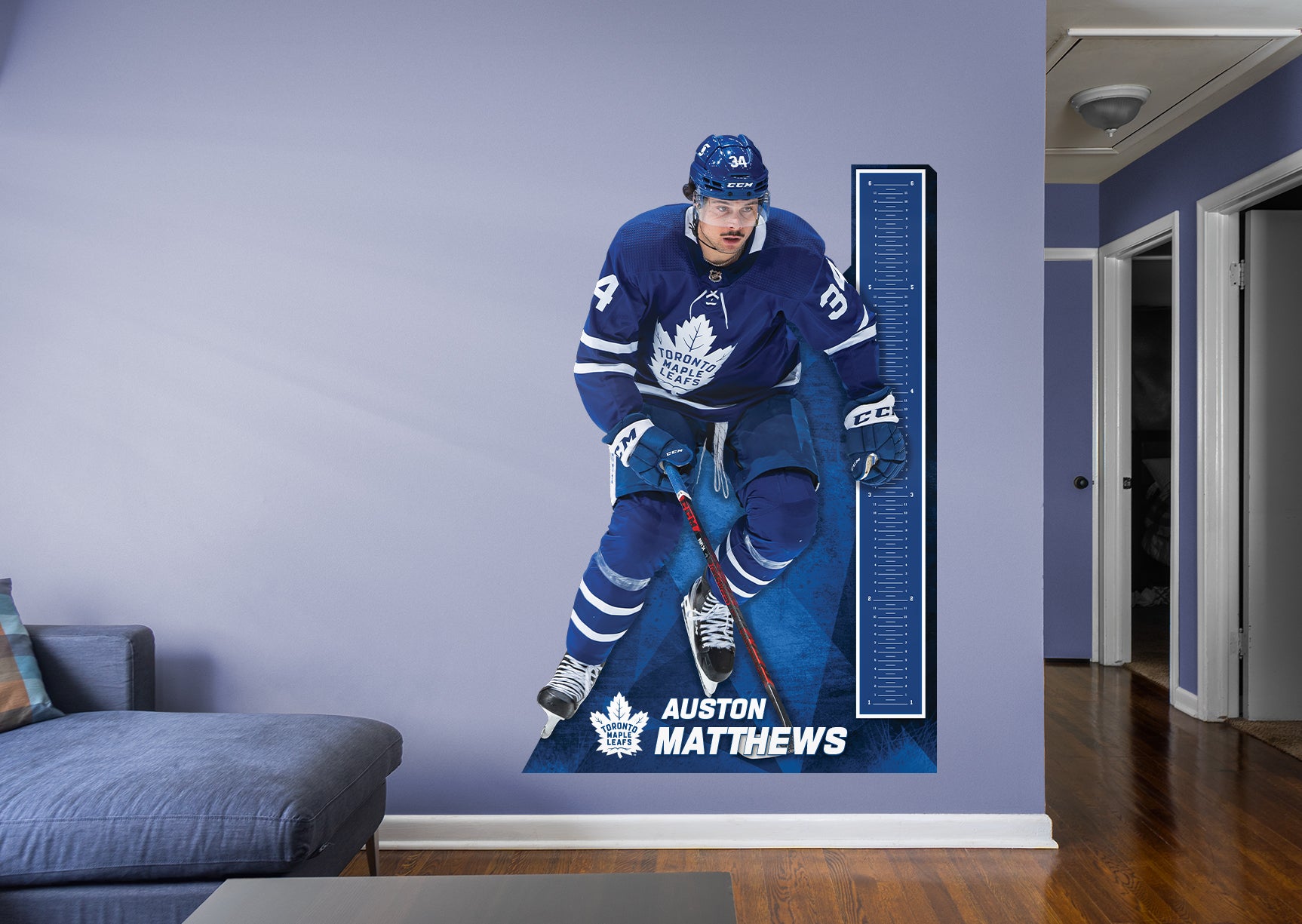 Toronto Maple Leafs Auston Matthews 2021 Reverse Retro - NHL Removable Wall Adhesive Wall Decal Life-Size Athlete +2 Wall Decals 76W x 72H