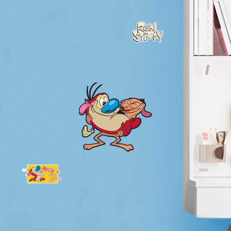Ren and Stimpy: Ren & Stimpy Holding Stimpy RealBig - Officially Licensed Nickelodeon Removable Adhesive Decal