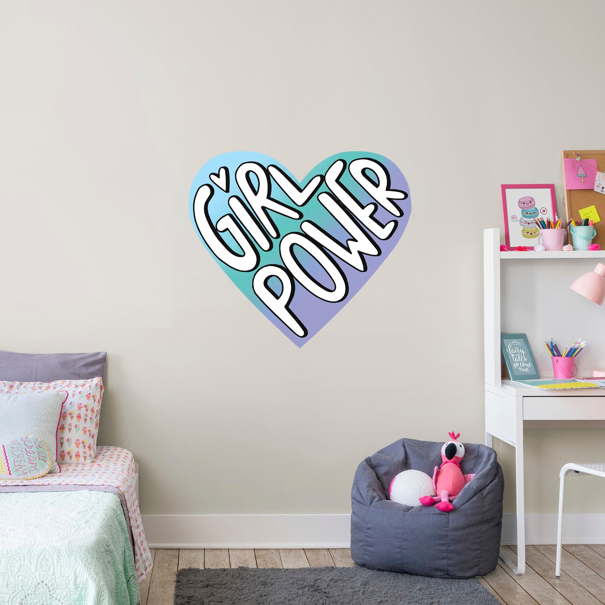 Girl Power Heart - Big Moods Removable Adhesive Wall Decal Giant Icon 40W x 36H