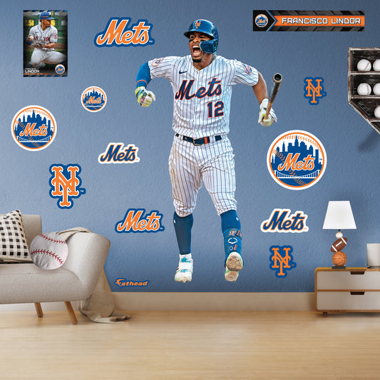 New York Mets: Francisco Lindor  Celebration        - Officially Licensed MLB Removable     Adhesive Decal