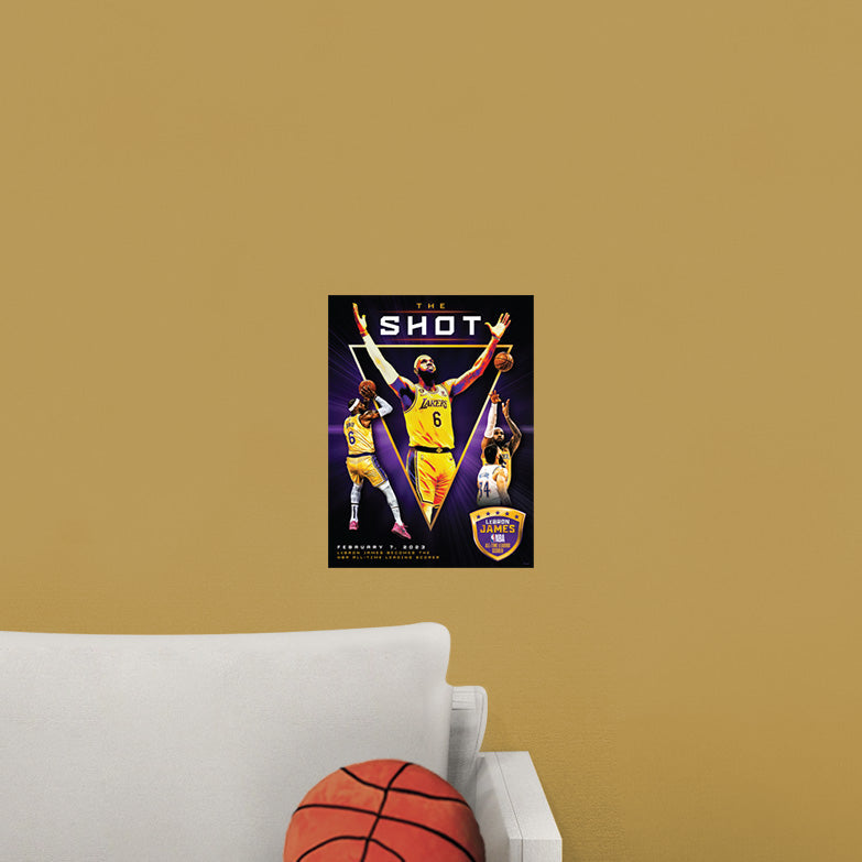 Los Angeles Lakers: LeBron James All-Time Scoring Leader Shot Poster - Officially Licensed NBA Removable Adhesive Decal