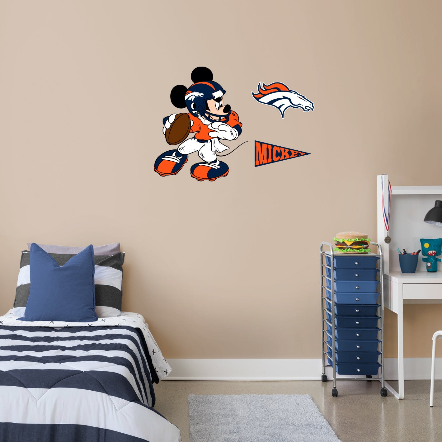 Denver Broncos: Mickey Mouse - Officially Licensed NFL Removable Adhesive Decal