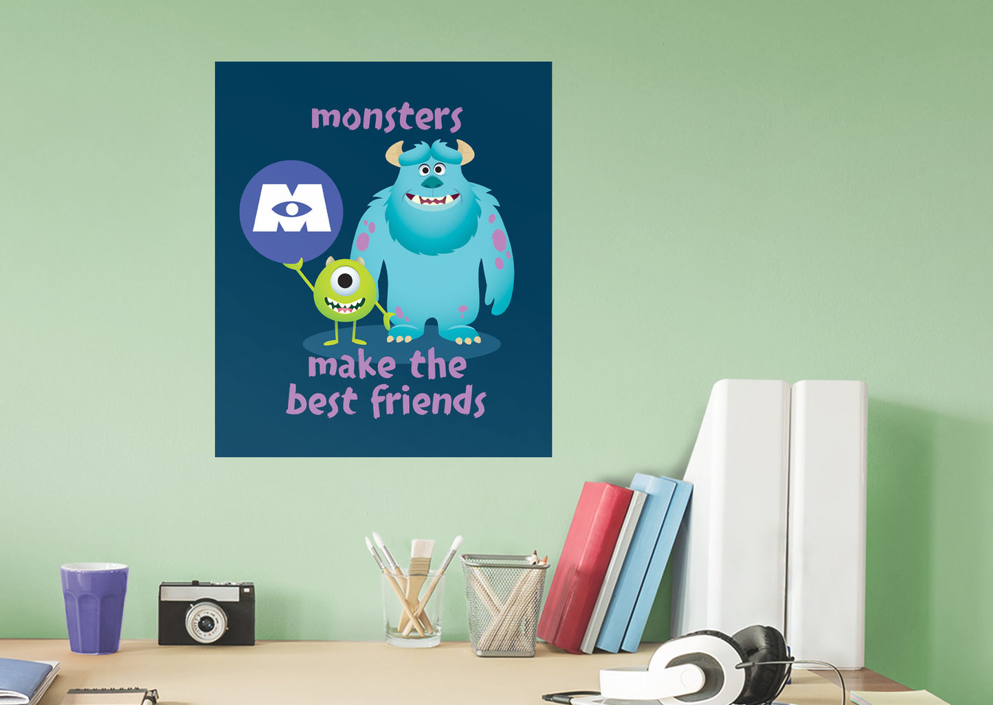 Monsters Inc:  Monsters Make The Best Friends Mural        - Officially Licensed Disney Removable Wall   Adhesive Decal
