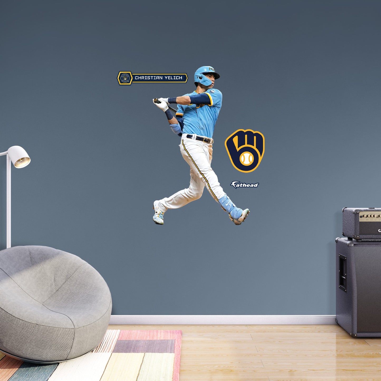 Milwaukee Brewers: Christian Yelich  City Connect        - Officially Licensed MLB Removable     Adhesive Decal