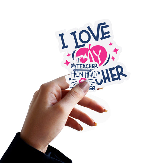 Sheet of 5 -Back to School:  I Love My Teacher Minis        -   Removable    Adhesive Decal