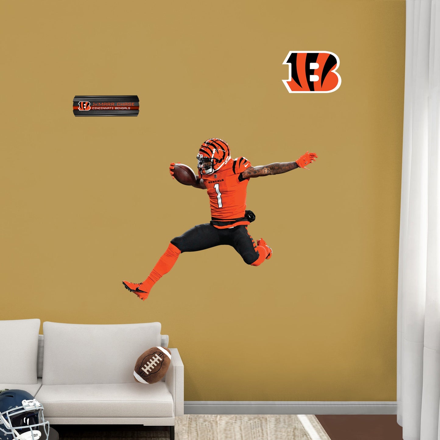 Cincinnati Bengals: Ja'Marr Chase Leap - Officially Licensed NFL Removable Adhesive Decal