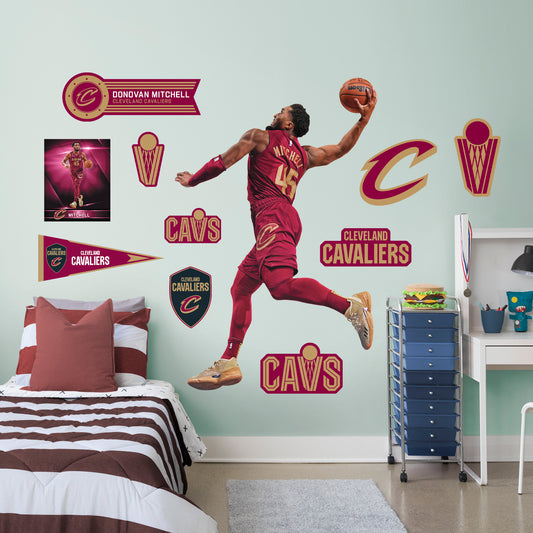 Cleveland Cavaliers: Donovan Mitchell Dunk - Officially Licensed NBA Removable Adhesive Decal