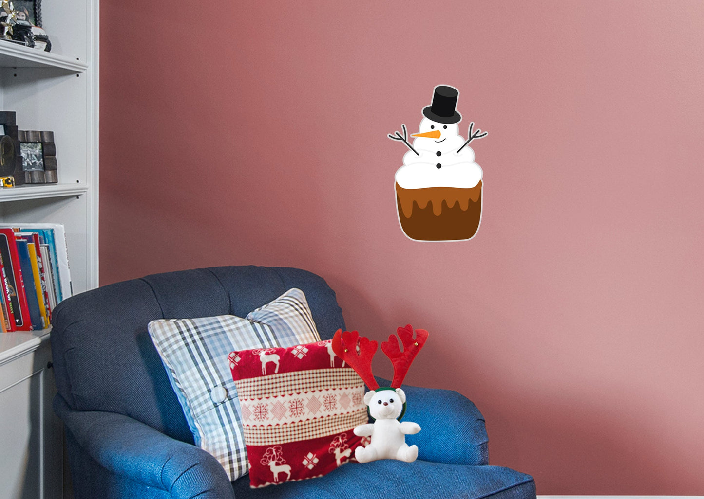 Christmas: Snowman Cupcake Icon - Removable Adhesive Decal