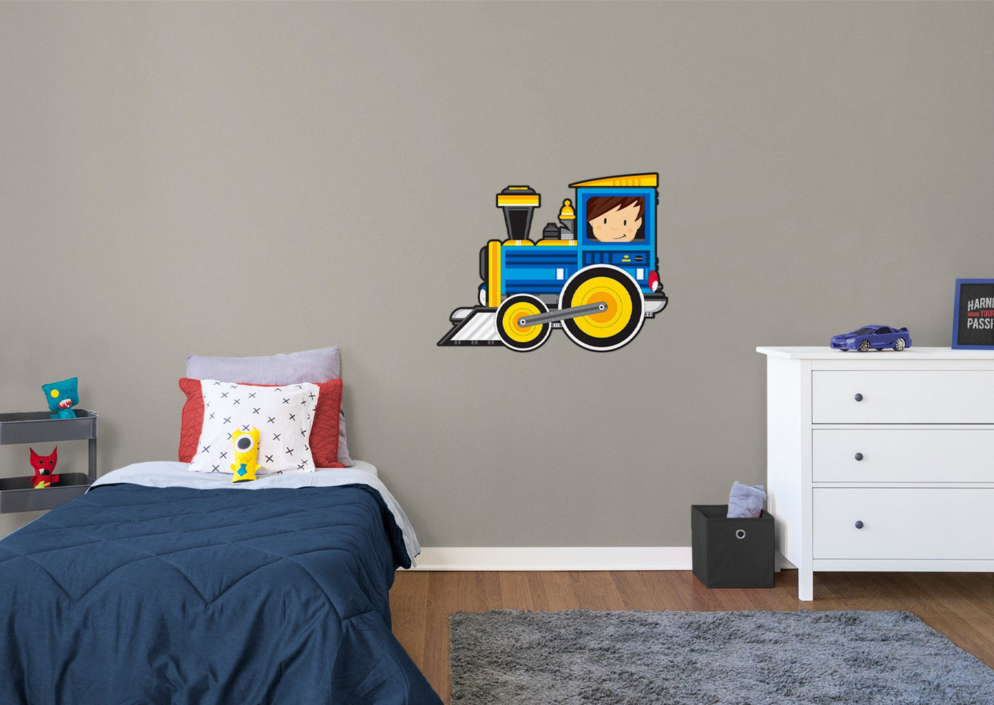 Nursery:  Blue Engine Icon        -   Removable Wall   Adhesive Decal