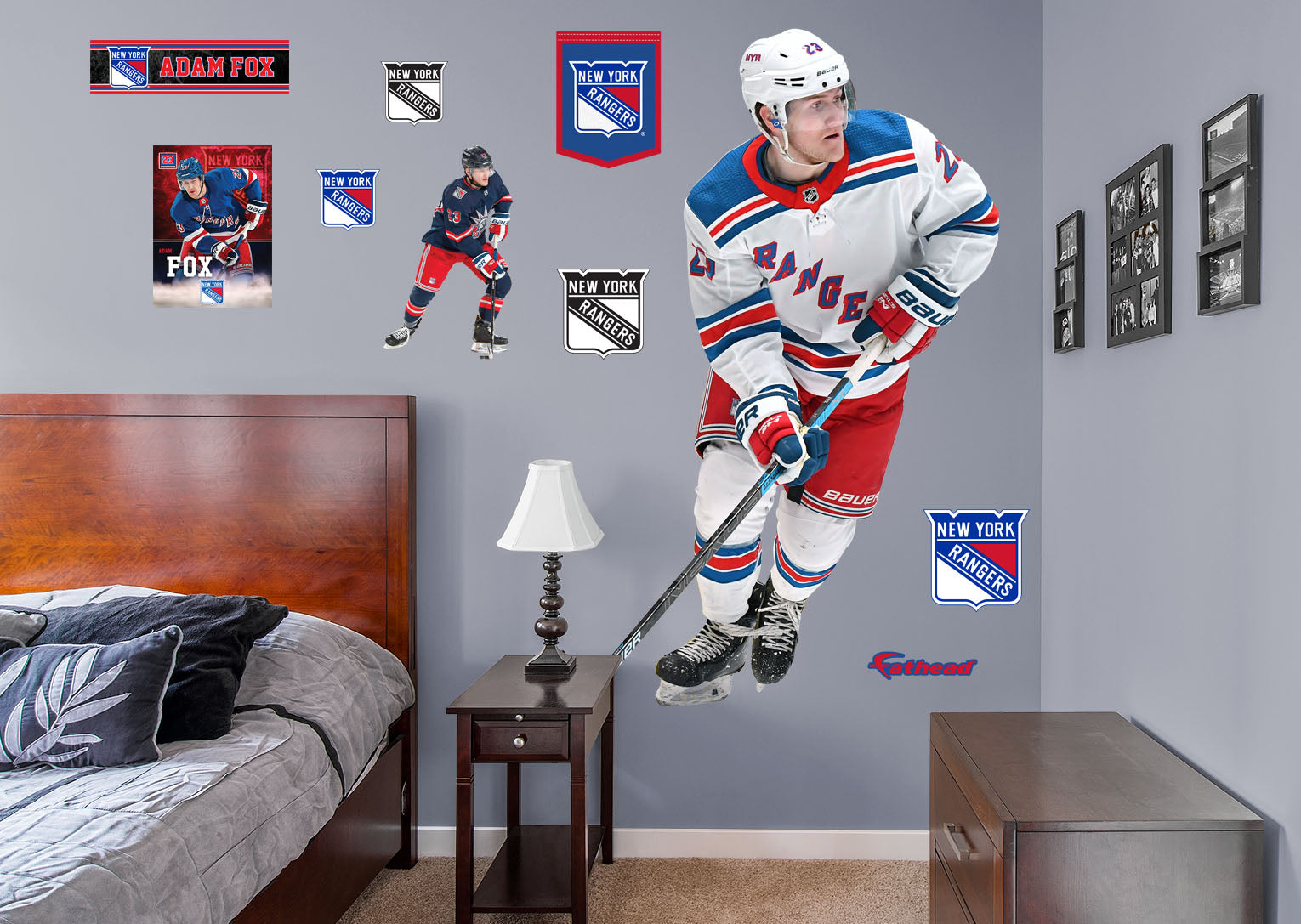 Trends International NHL New York Rangers - Adam Fox Feature Series 23  Framed Wall Poster Prints Black Framed Version 14.725 x 22.375