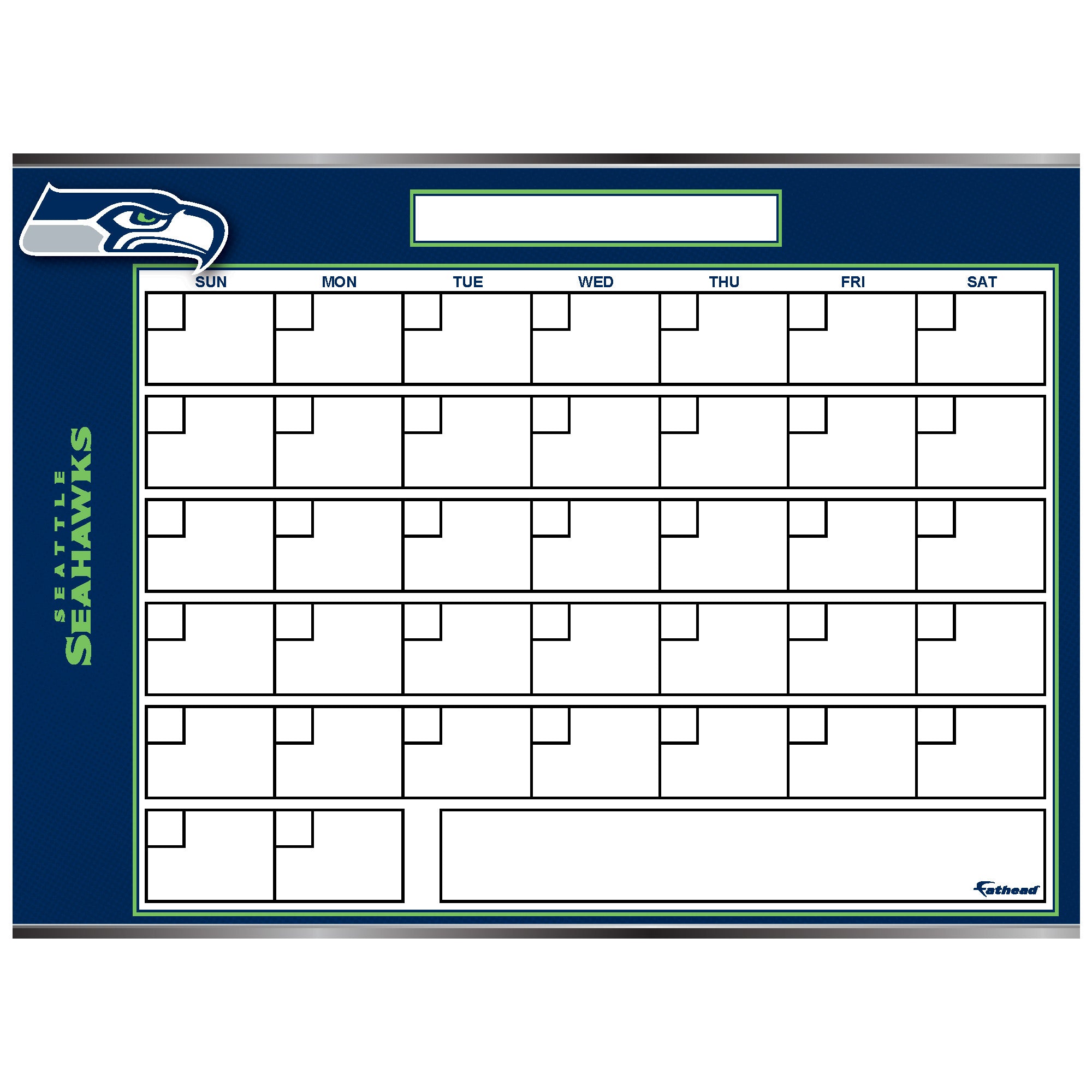 Seattle Seahawks Dry Erase Calendar Officially Licensed NFL Removab