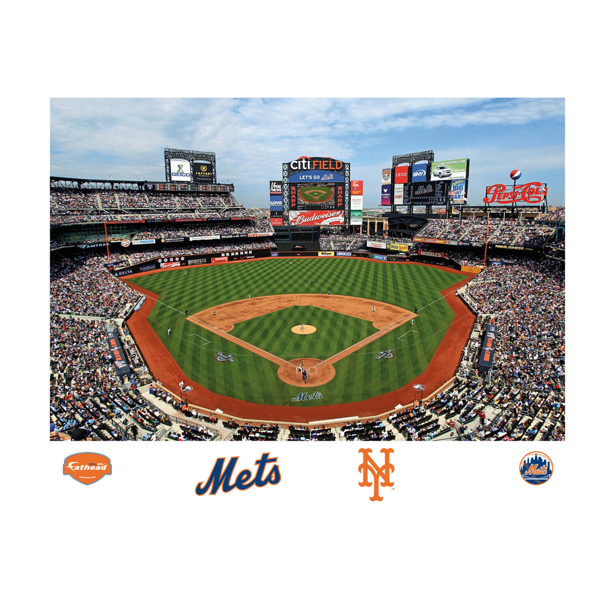 INCREDIBLE Huge New York Mets / Budweiser Wooden Display Baseball