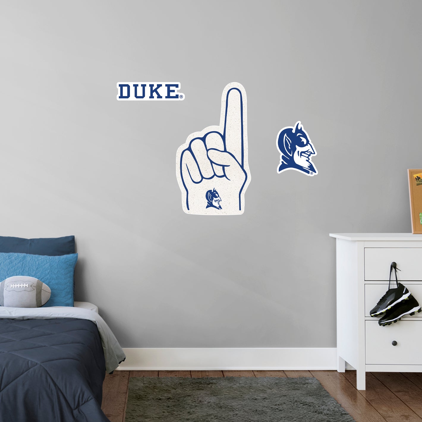 Duke Blue Devils:    Foam Finger        - Officially Licensed NCAA Removable     Adhesive Decal