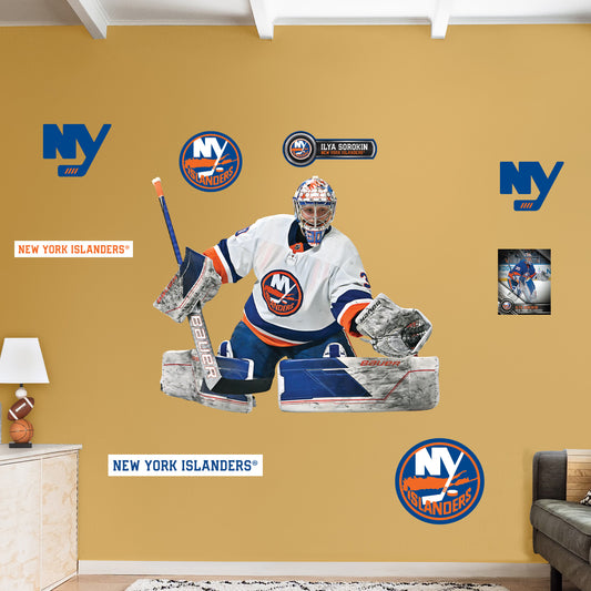 New York Islanders: Ilya Sorokin - Officially Licensed NHL Removable Adhesive Decal