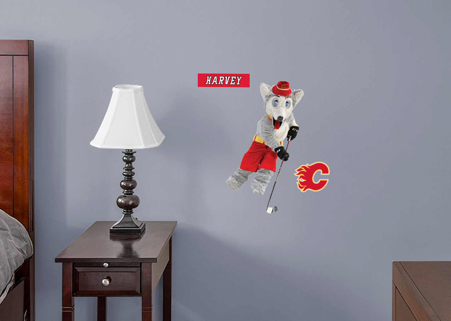 Calgary Flames: Harvey the Hound  Mascot        - Officially Licensed NHL Removable Wall   Adhesive Decal