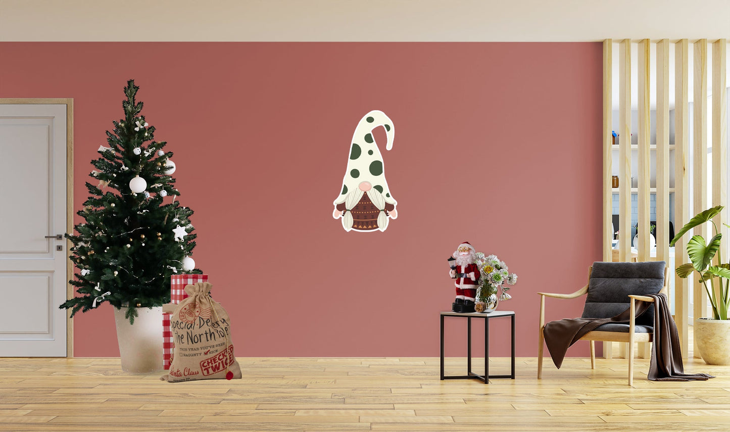 Christmas: Dots Gnome Icon - Removable Adhesive Decal