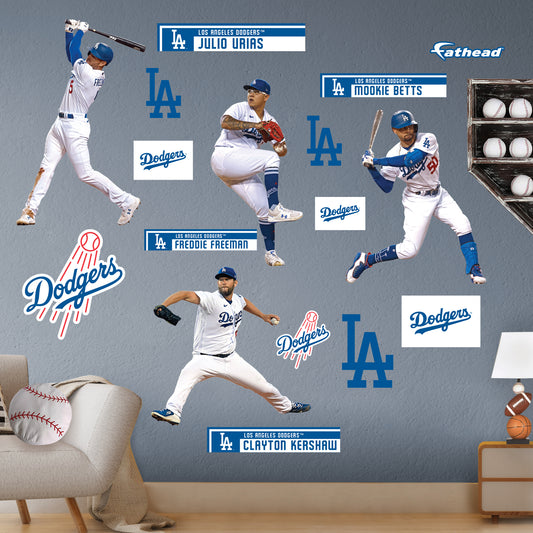 Los Angeles Dodgers: Freddie Freeman, Mookie Betts, Clayton Kershaw and Julio Ur√≠as Team Collection - Officially Licensed MLB Removable Adhesive Decal