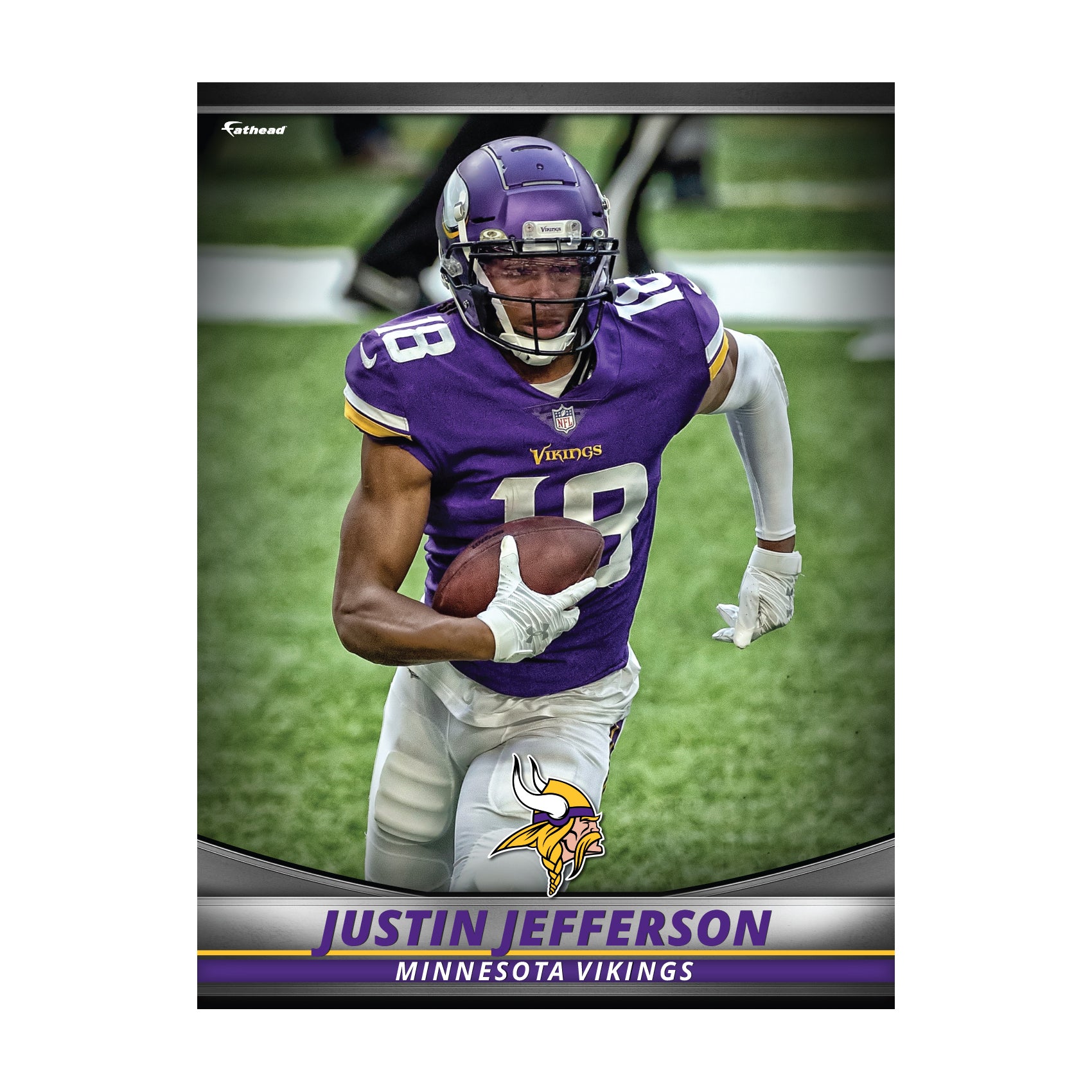 Minnesota Vikings: Justin Jefferson 2021 GameStar - NFL Removable Adhesive Wall Decal Giant 36'W x 48'H