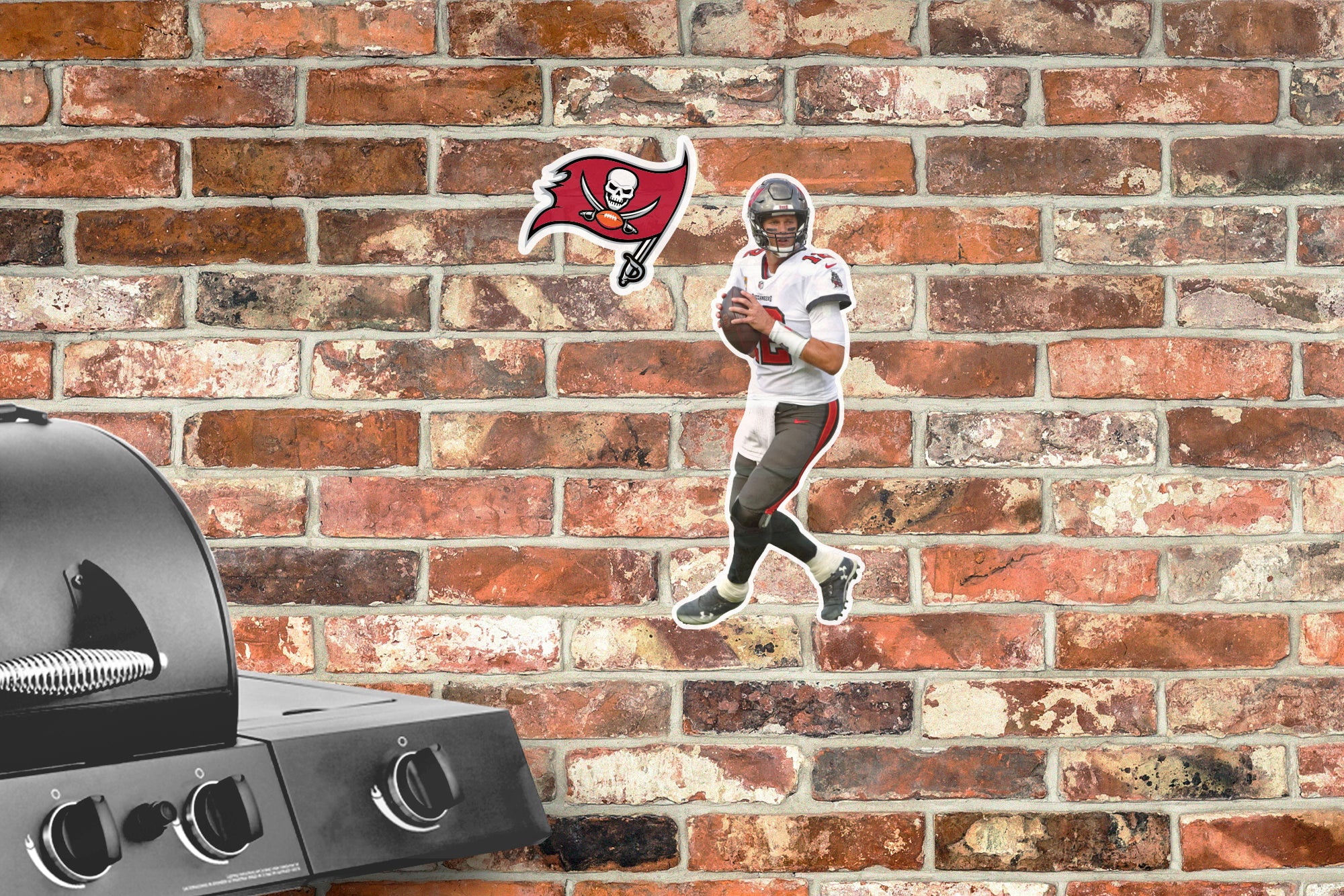 Tom Brady for Tampa Bay Buccaneers: Pewter Jersey - NFL Removable Wall Decal Life-Size Athlete + 11 Wall Decals 42W x 78H