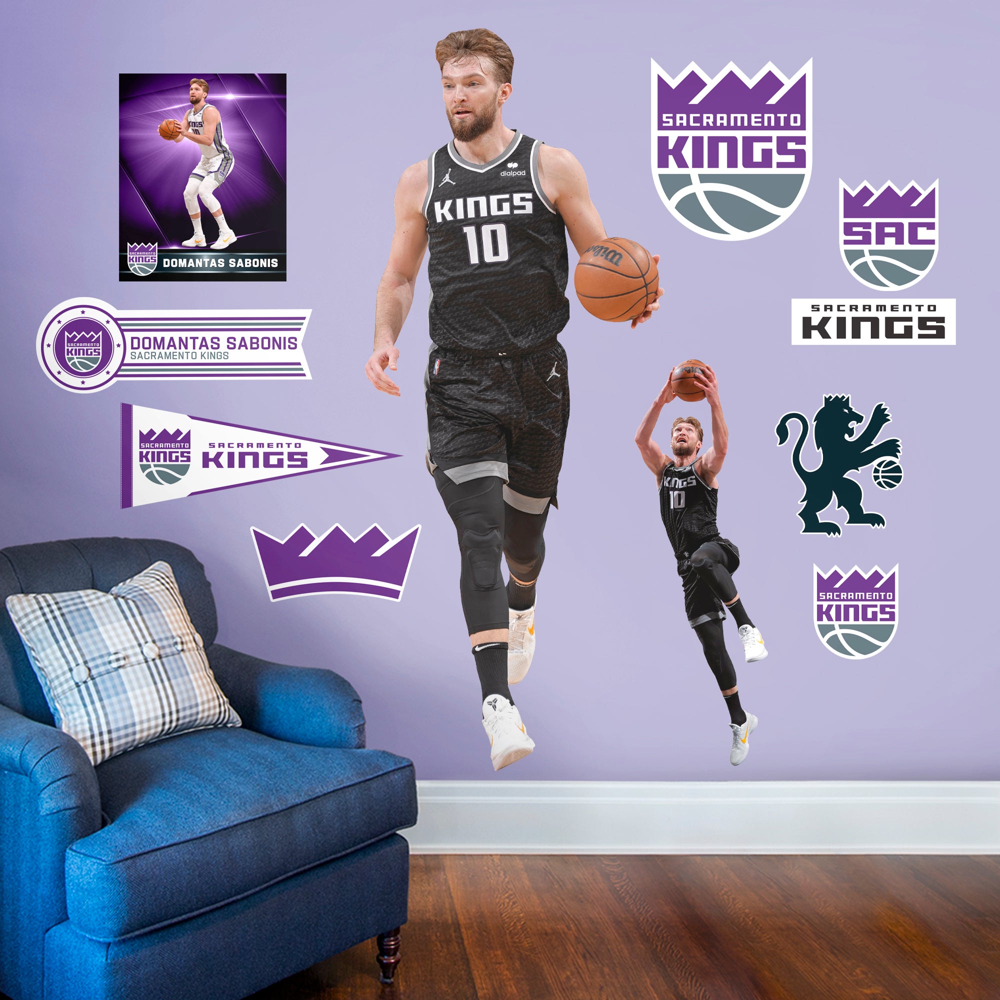 Domantas Sabonis Basketball Paper Poster Kings 4 - Domantas Sabonis -  Sticker