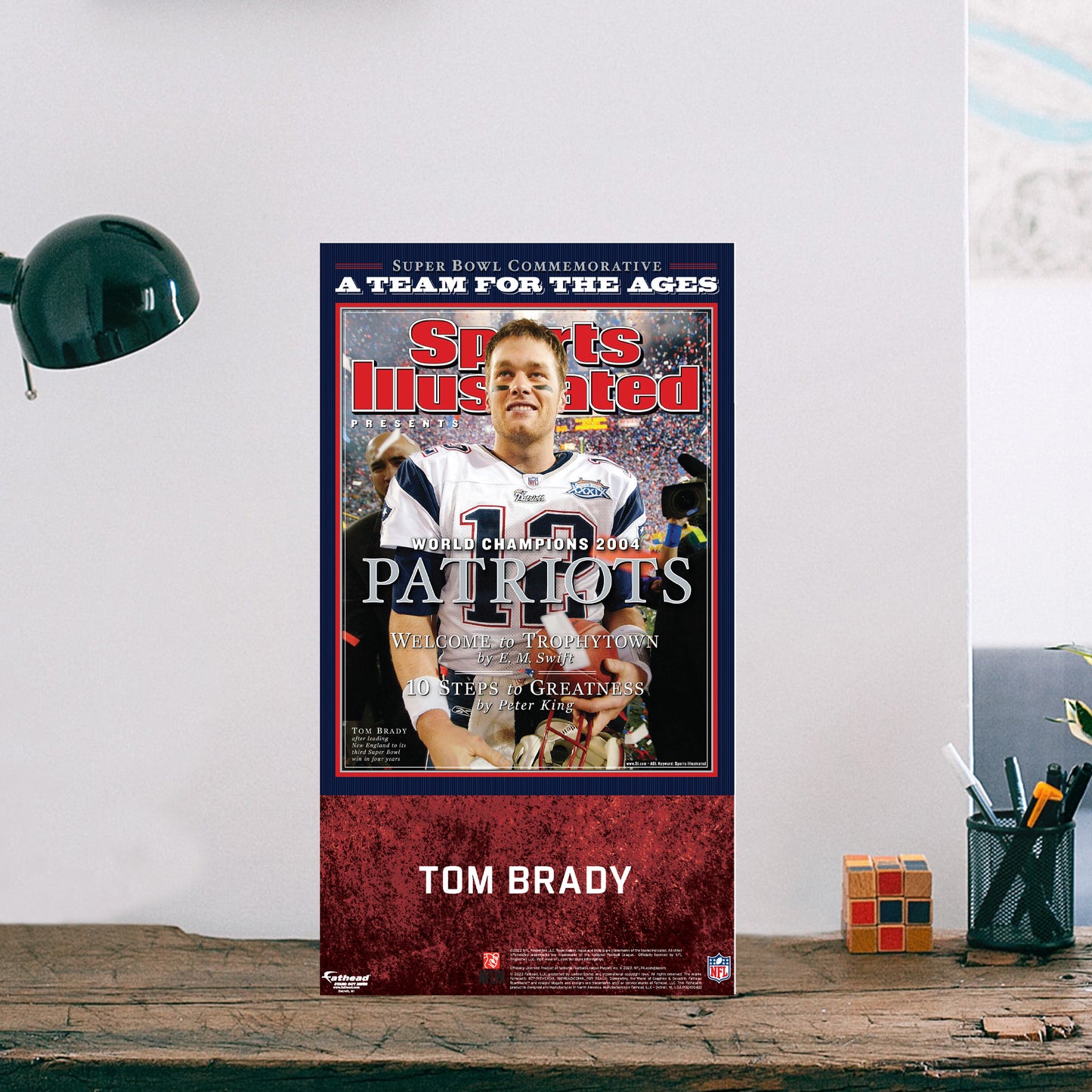 New England Patriots: Tom Brady Februrary 2005 Super Bowl XXXIX Commemorative Sports Illustrated Cover Mini Cardstock Cutout - Officially Licensed NFL Stand Out