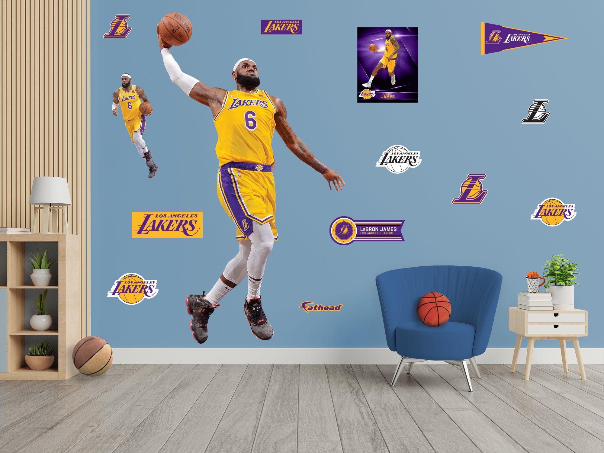 Fathead LeBron James Los Angeles Lakers 11-Pack Life-Size Removable Wall Decal