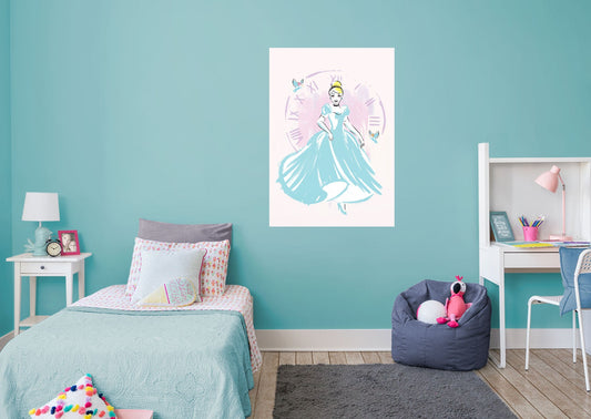 Cinderella:  Sketch Clock Two Mural        - Officially Licensed Disney Removable Wall   Adhesive Decal