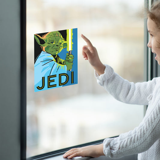 Yoda JEDI Pop Art Window Cling - Officially Licensed Star Wars Removable Window Static Decal