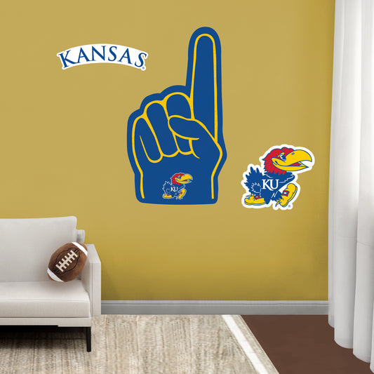 Kansas Jayhawks:    Foam Finger        - Officially Licensed NCAA Removable     Adhesive Decal