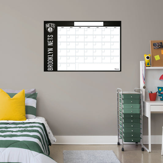 Brooklyn Nets Dry Erase Calendar  - Officially Licensed NBA Removable Wall Decal