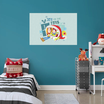 Toy Story Festive Cheer: Buzz & Woody Joy to the Toys Mural - Officially Licensed Disney Removable Adhesive Decal