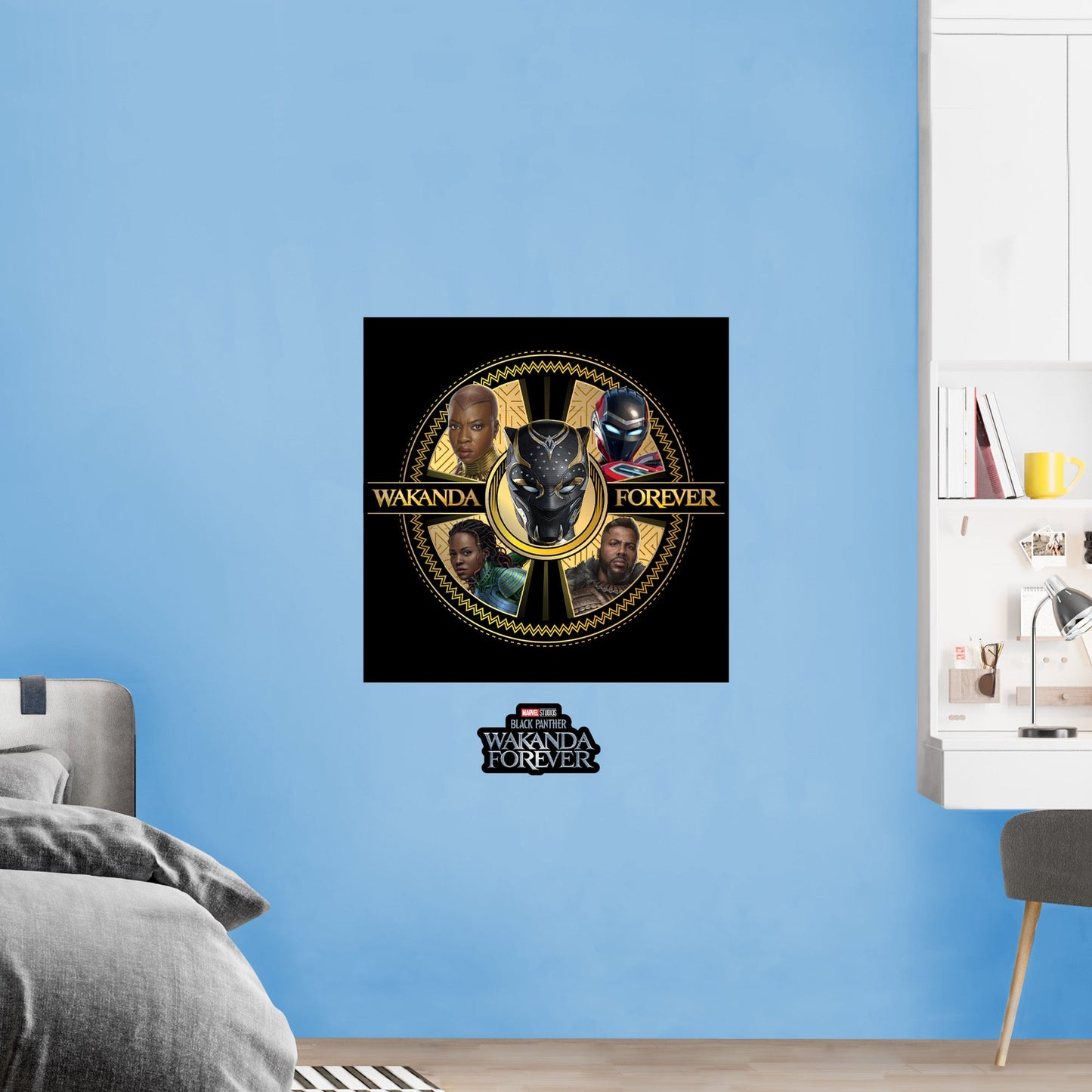 Black Panther Wakanda Forever: Black Panther Wakanda Forever Circle Poster - Officially Licensed Marvel Removable Adhesive Decal