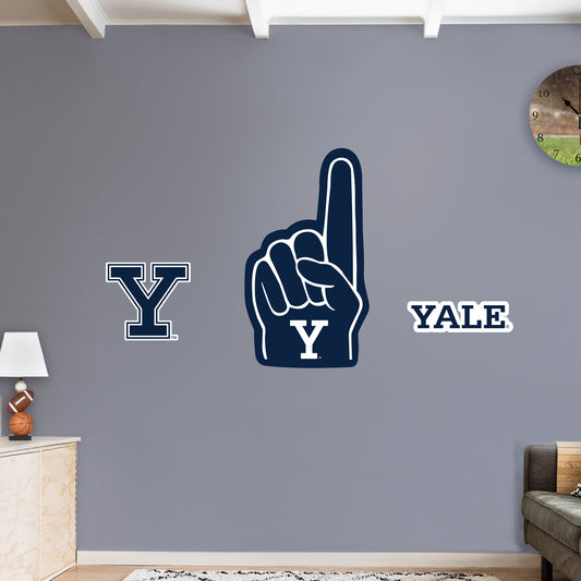 Yale Bulldogs:   Foam Finger        - Officially Licensed NCAA Removable     Adhesive Decal