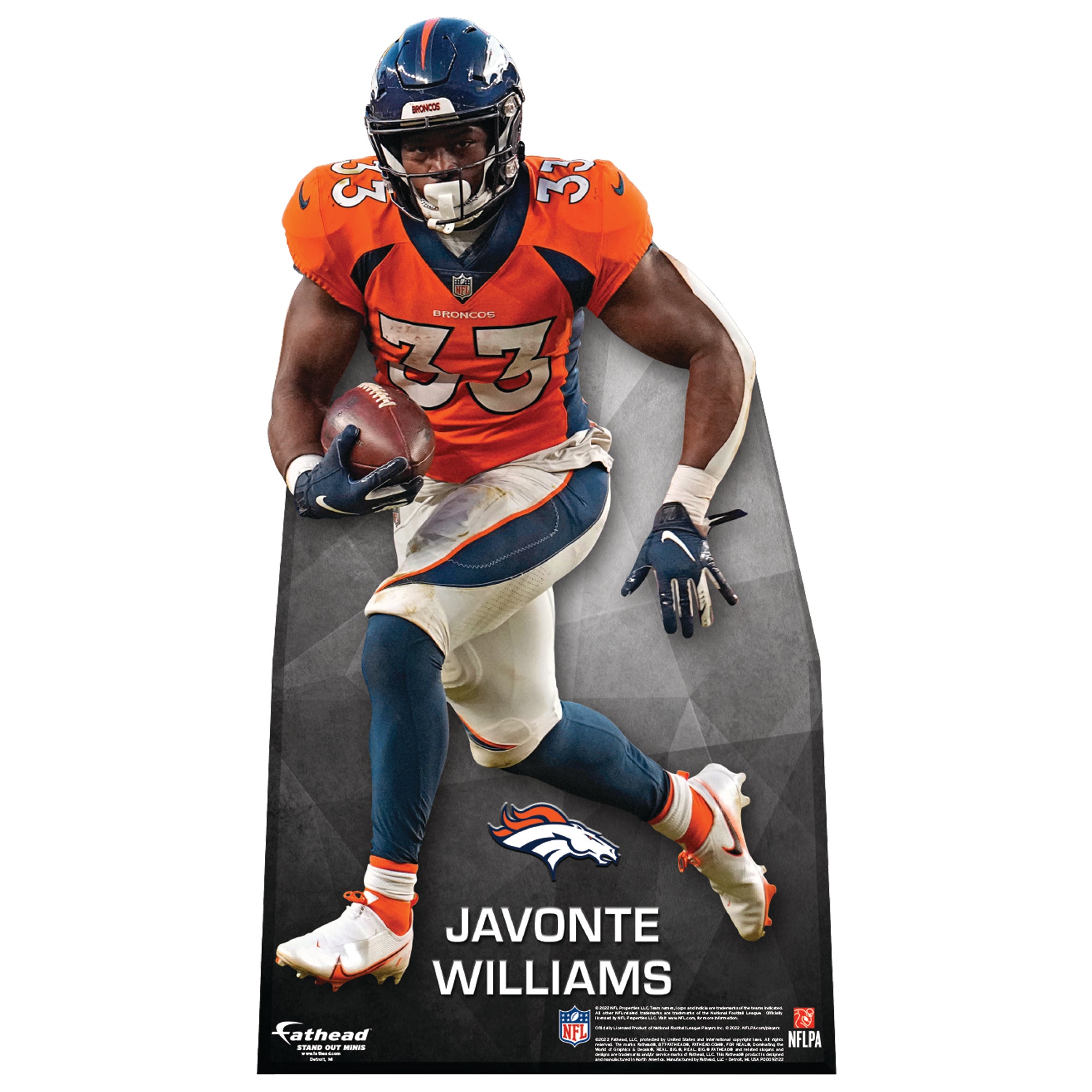 Denver Broncos: Javonte Williams 2022 Life-Size Foam Core Cutout - Off –  Fathead