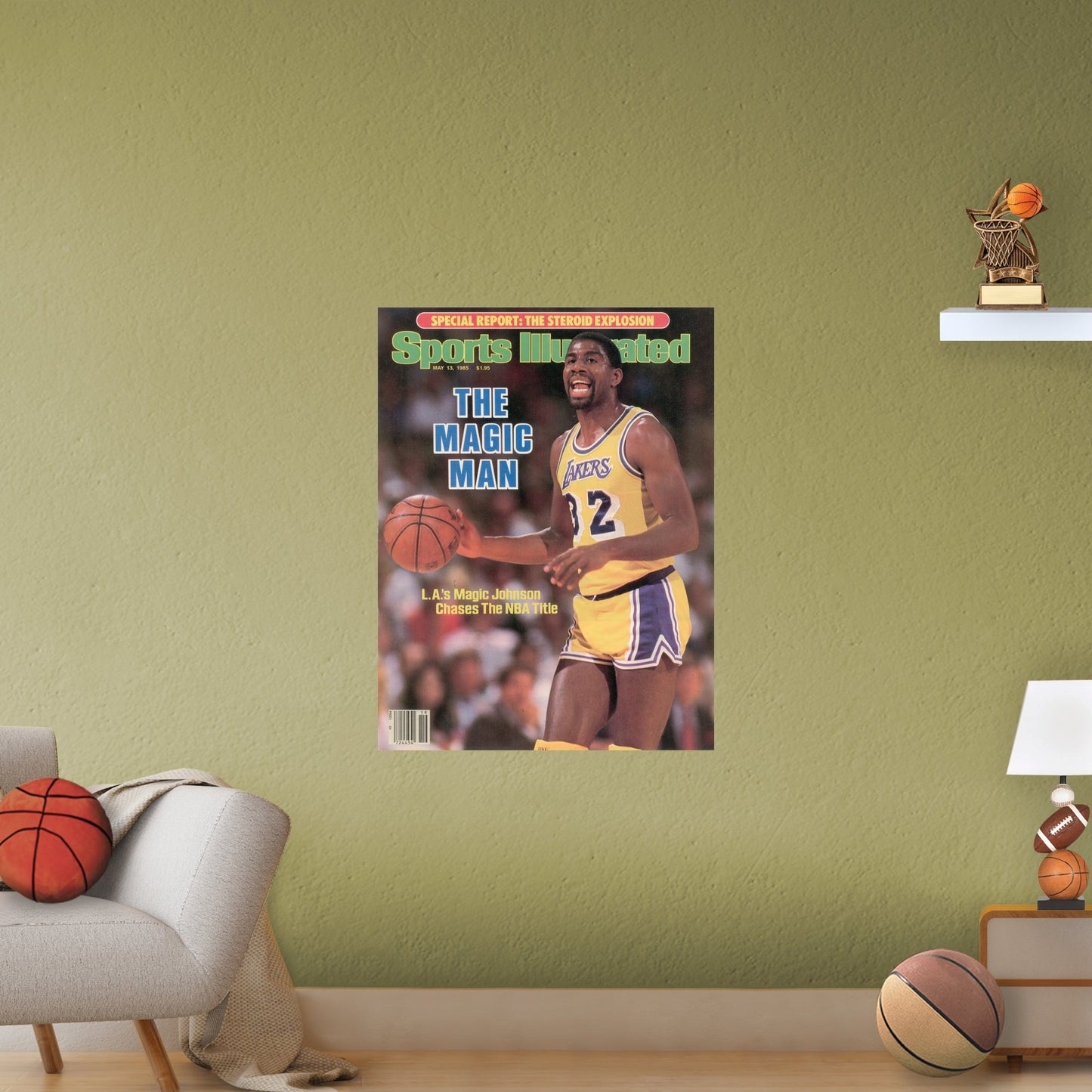 Los Angeles Lakers: Magic Johnson May 1985 Sports Illustrated Cover - Officially Licensed NBA Removable Adhesive Decal